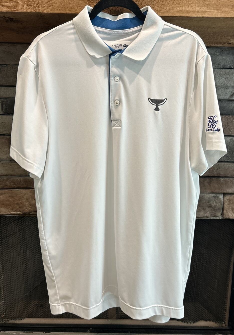 Men’s LACOSTE SPORT White East Lake Golf Club Short Sleeve Polo Shirt XL *B3